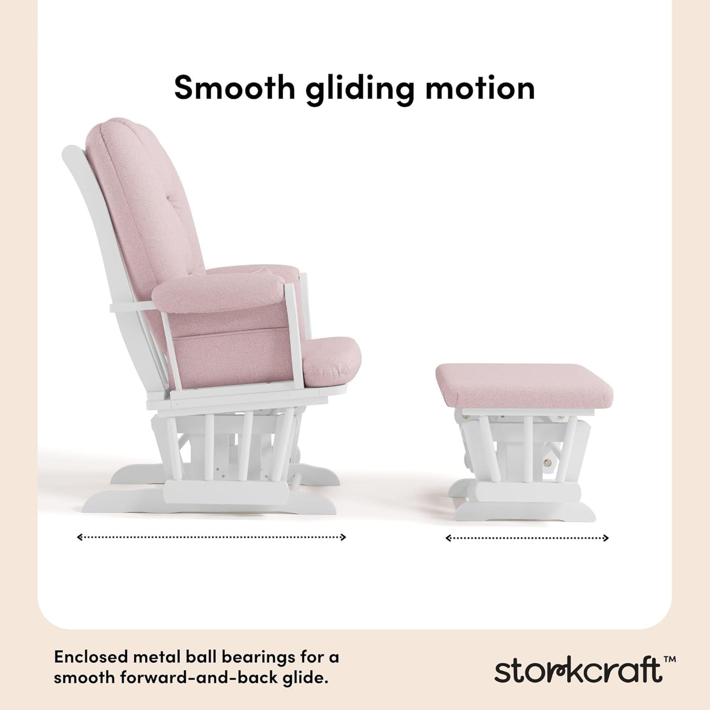 Storkcraft Tuscany Glider with Ottoman (Black/Gray) — GREENGUARD Gold Certified, Bonus Lumbar Cushion Included, Solid Wood Base, Smooth Motion, Award-Winning Nursery Rocking Chair, Glider and Ottoman