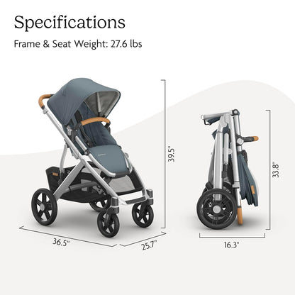 UPPAbaby Vista V3 Convertible Single-to-Double Stroller for Baby & Toddler, 30+ Configurations, Car Seat Compatible, All-Wheel Suspension, XL Basket – Owen (Mocha Mélange/Carbon Frame)