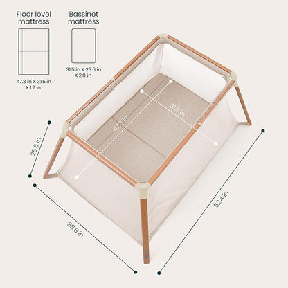 Tutti Bambini CoZee® Go 3-in-1 Portable Bassinet, Baby Playpen & Travel Crib | Foldable Playard with Mattress Included | 0-3 Years (Walnut & Ecru) | Baby essentials, Travel essentials, baby registry search