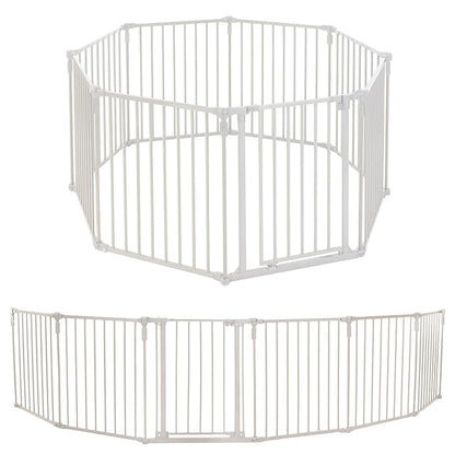 Toddleroo by North States - 3 In 1 Metal Superyard Baby Play Yard: 8 Panel Playpen, Gate, or Extra Wide Fence - Encloses Up to 19 Square Feet - 30 Inches Tall - Taupe