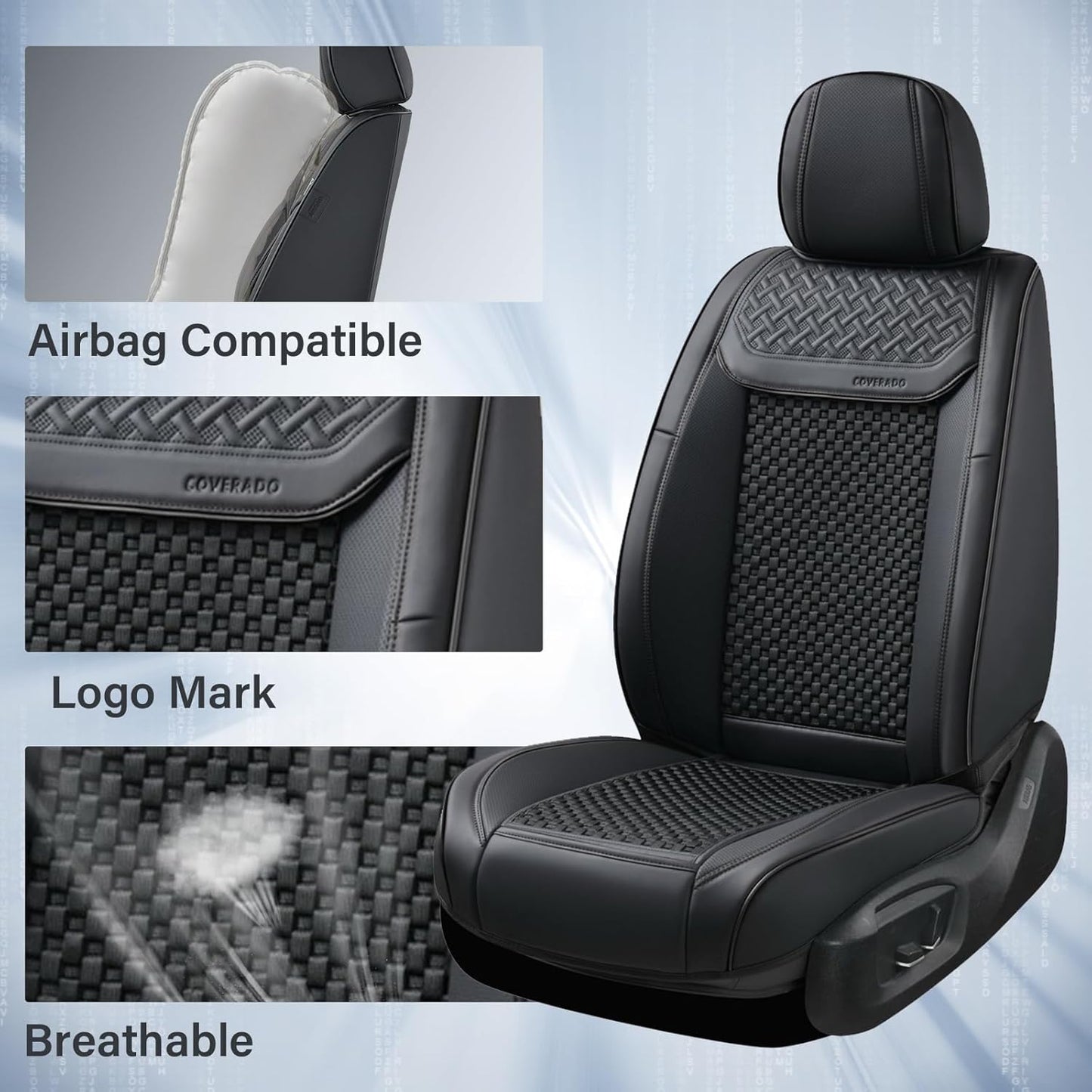 Coverado Leather Seat Covers for Car, Waterproof Car Seat Covers Full Set, 2 in 1 Conversions Car Seat Cover Protector Car Accessories Universal Fit for Most Cars SUVs and Trucks Beige