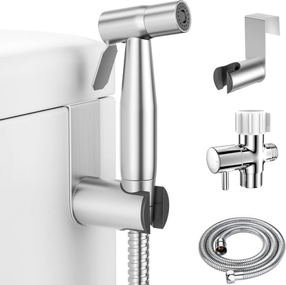 LUFEIDRA Handheld Bidet Sprayer for Toilet-Adjustable Water Pressure Jet Spray with Bidet Hose for Feminine Wash, New Premium Stainless Steel Muslim Shower Toilet Bidet Cloth Diaper Sprayer Set