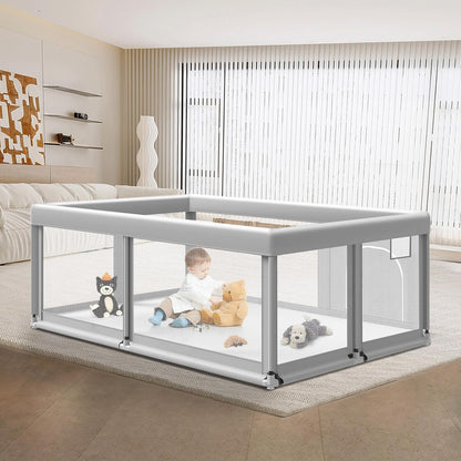 Large Baby Playpen for Babies and Toddlers, Playpen 74×50, Large Baby Play Yards Indoor & Outdoor, Sturdy Safety Baby Play Pen with Soft Breathable Mesh, Toddlers Activity Center with Anti-Slip Base