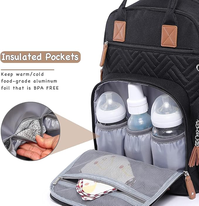 iniuniu Diaper Bag Backpack, 4 in 1 kit Large Unisex Baby Bags for Boys Girls, Waterproof Travel Back Pack with Pouch