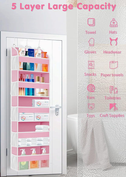 TAHAVICE 1 Pack Over The Door Organizer Storage, Hanging Organizer Closet with 5 Large Pockets 10 Mesh Pockets, 44 lbs Weight Capacity, Behind Door Storage for Nursery Bedroom Bathroom (Dark Grey)