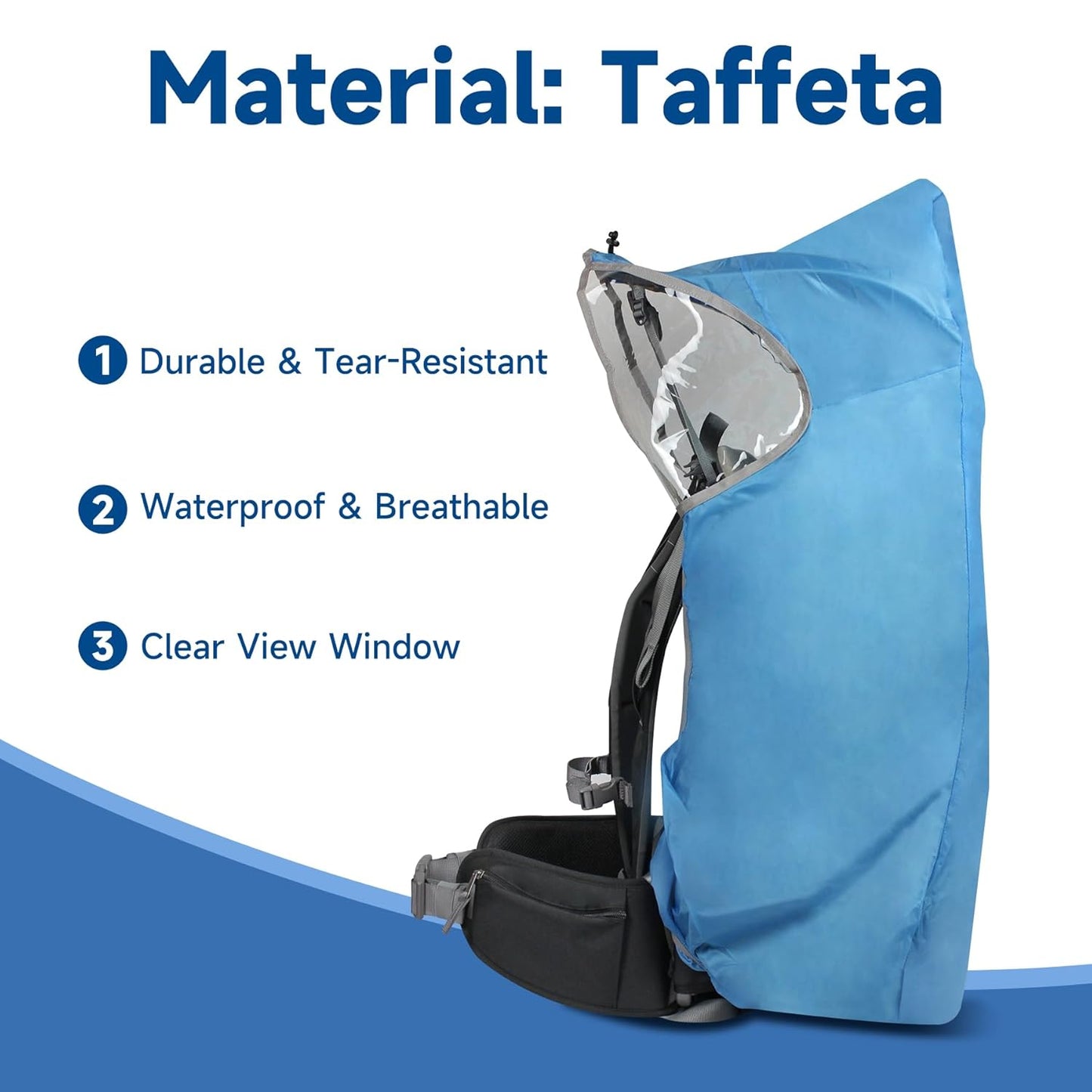 WIPHA Rain Cover for Baby Backpack Carrier – Waterproof & Breathable Rain Shield, Universal Fit Hiking Carrier Accessory with View Window, Lightweight & Foldable