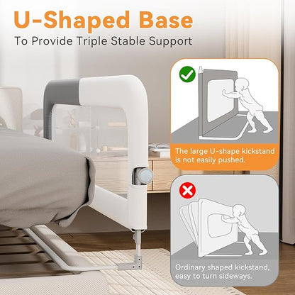 Bed Rail for Toddlers: Foldable & Stable - 78.74 x 78.74 x 59.06 Designed for Queen Size Beds - Bed Rail Guard with Steady U-Shape Base for Toddlers, Baby, Kids