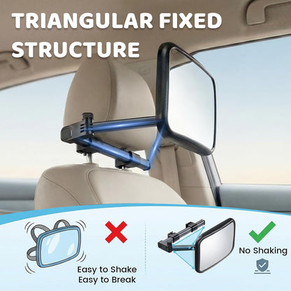 Baby Car Mirror for Rear Facing Seat, Extendable Arm Car Seat Mirror for Baby, Shatterproof Wide View Backseat Mirror, 360° Adjustable Stable Hook Clip Baby Mirror, Newborn Essentials