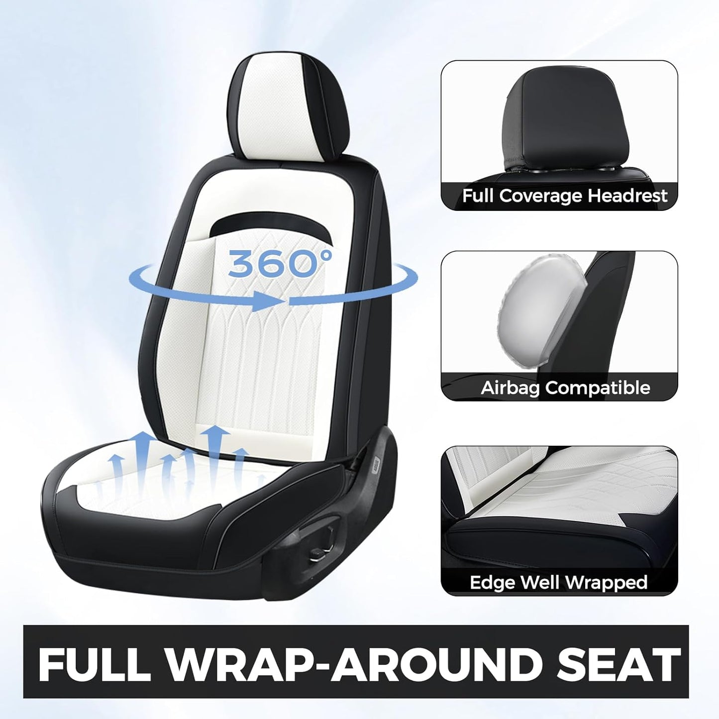 FLORICH Car Seat Covers Front Seat, Leather Seat Covers for Cars, Car Seat Protector Waterproof, Universal Automotive Seat Covers, Front Car Seat Cover Fit for Most Sedans SUV Pick-up Truck