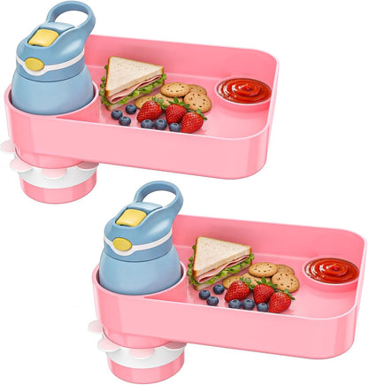 Kids Car Seat Tray, Travel Tray with Cup Holder for Toddler Baby, Kids Car Seat Food Snack Organizer for Road Trip, Stroller Snack Organizer Travel Must Haves Toddler Must Haves (Dark Gray, 1PCS)