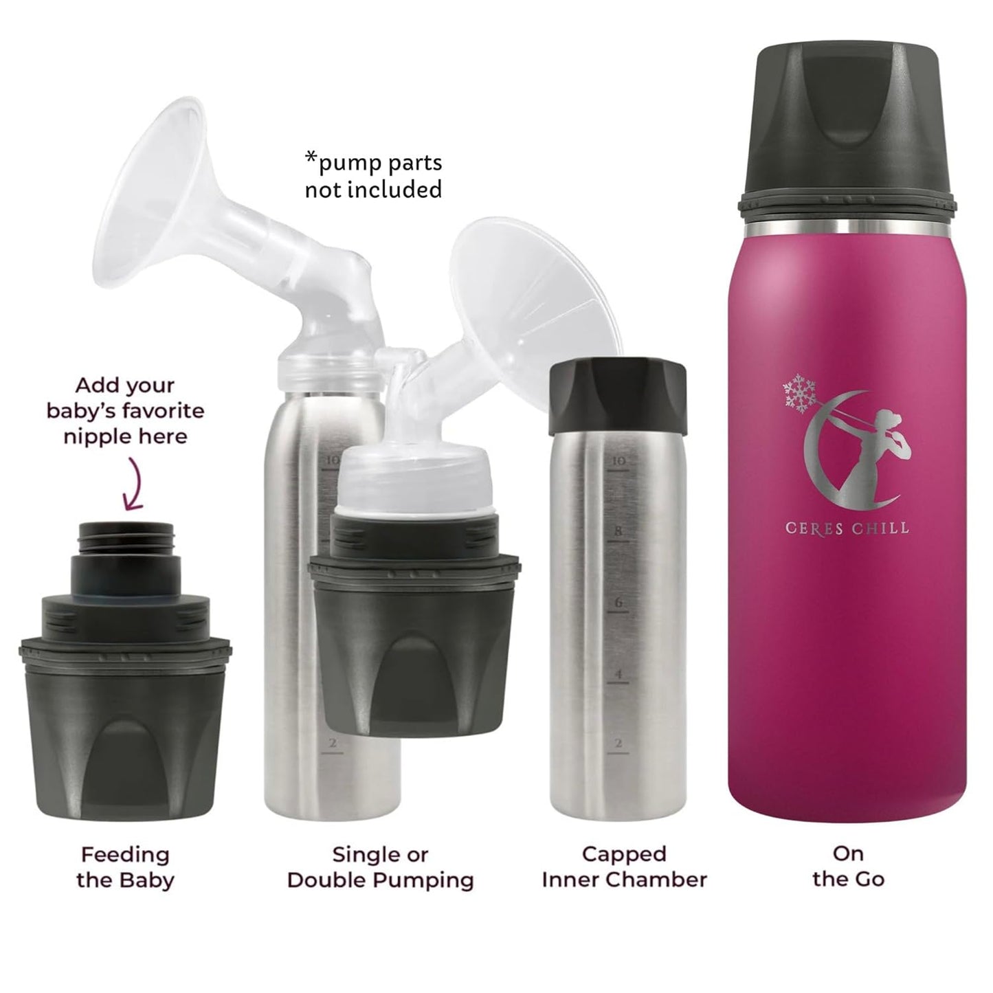 Ceres CHILL OG Breastmilk Chiller & Warmer – 12–34oz Portable Breast Milk Cooler, Storage & Baby Bottle for Travel, Work or On-The-Go – Pump Compatible Container – Don’t Call Me Hon, Plum