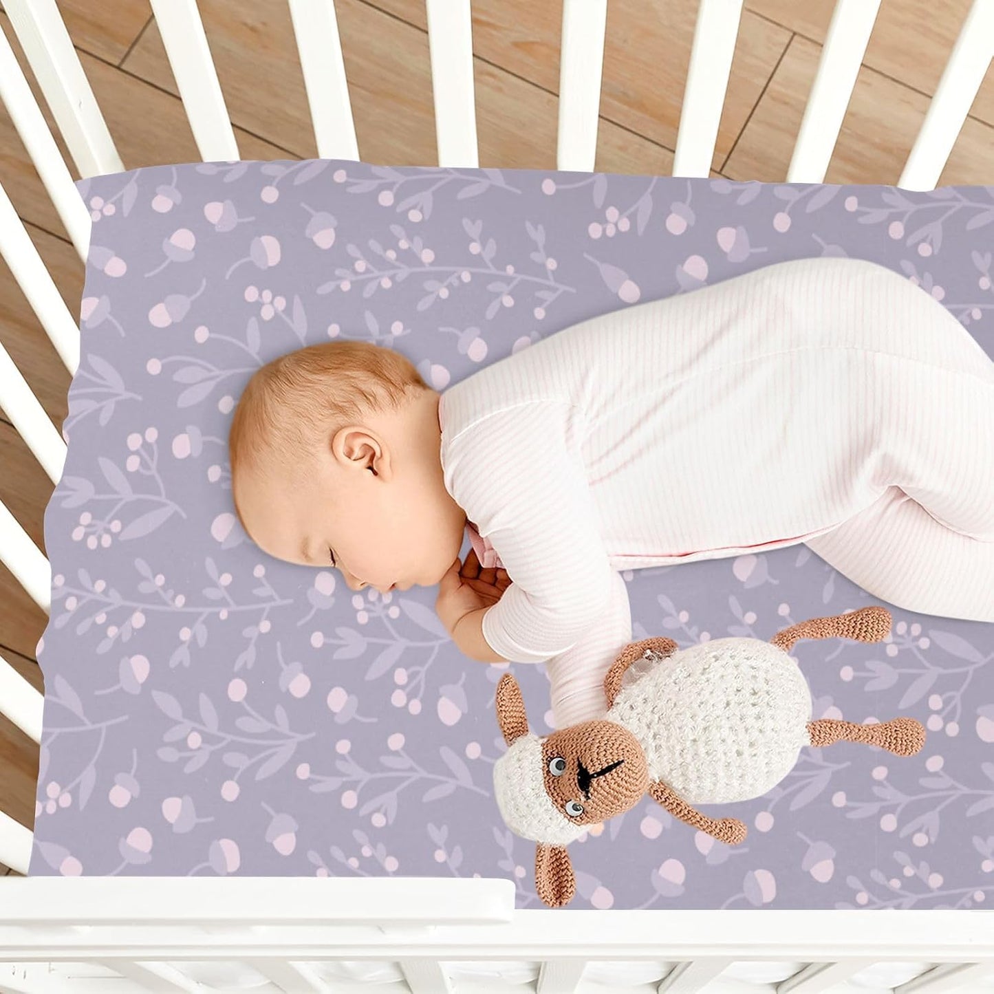 Fitted Crib Sheets Cactus and Floral Stretchy Portable Playard Sheets for Baby Toddler, Breathable Soft Mini Crib Mattress 52 x 28 in for Boys and Girls