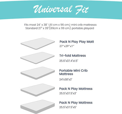 100% Organic Cotton Fitted Sheets for Graco Pack n Play, Babyletto, Pamo Babe, Hiccapop, Dream on Me, Evenflo, Baby Trend, Hygge Hush Portable/Mini Crib/Playards, Beka Bedside Bassinet 2 Pk
