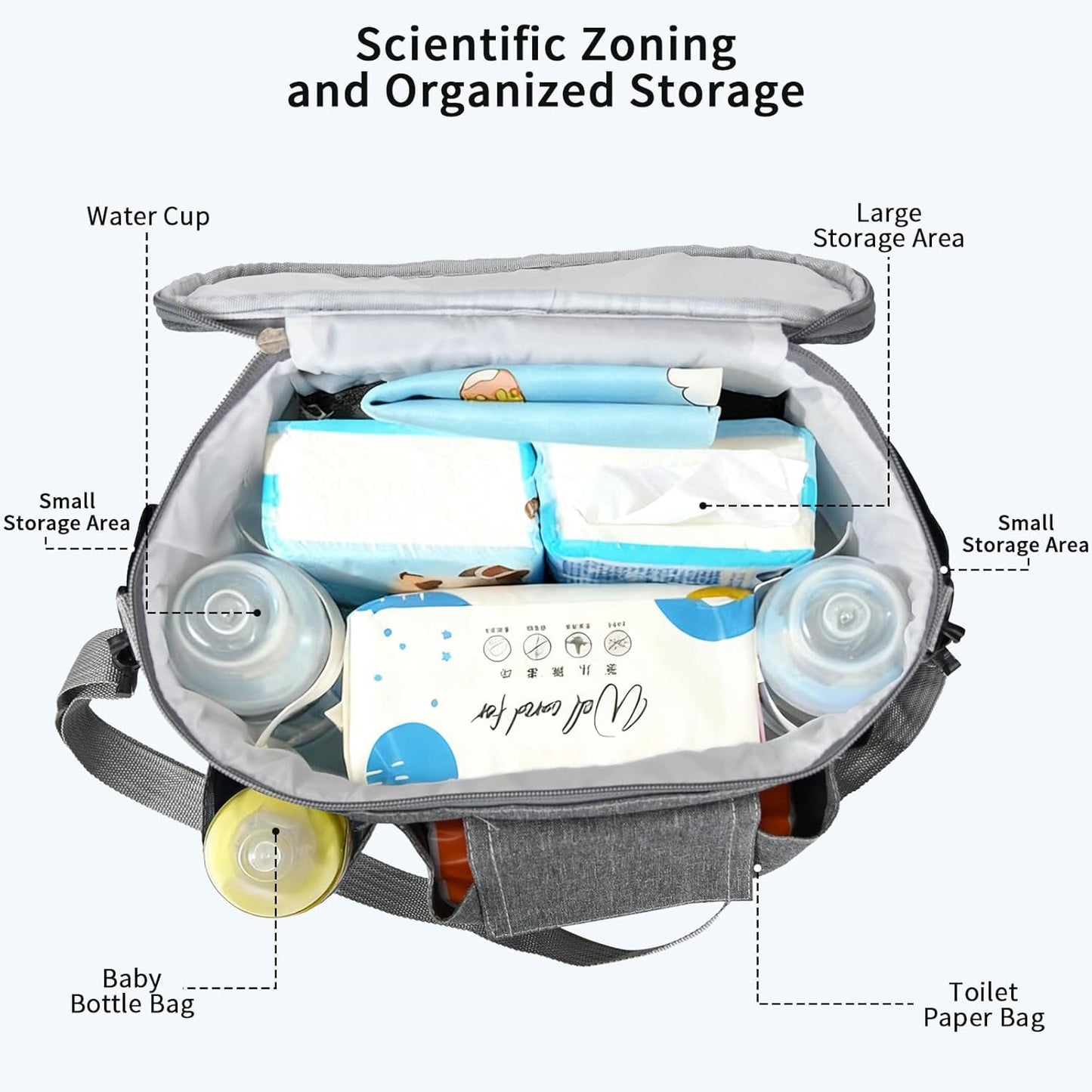 Stroller Organizer with Insulated Cup Holders - Universal Stroller Caddy Bag Fits for Uppababy, Baby Jogger, Nuna - Detachable Shoulder Strap & Large Storage for Diapers, Wipes (Black)