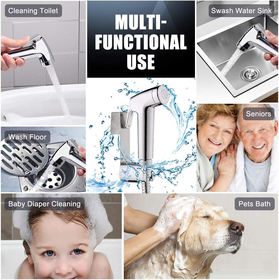 Handheld Bidet Sprayer for Toilet, Cloth Diaper Sprayer, Portable Toilet, Shattaf with Bidet Hose