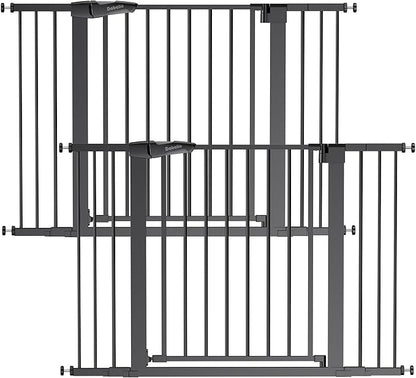 Babelio Baby Gate for Doorways and Stairs, 29-48" Auto Close Dog Gate PressGuard P7, Easy-Install Pressure Mounted Satey Door, No Drilling Safety Gate for Child and Pets, 2 Pack, Black