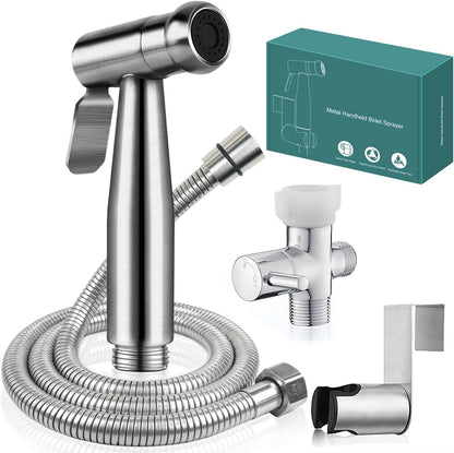 New Version Handheld Bidet Sprayer for Toilet, Premium Stainless Steel Bathroom Bidet Sprayer Set, Baby Cloth Diaper Sprayer with Superior Complete Spray Hoses Kit, Support Wall or Toilet Mount