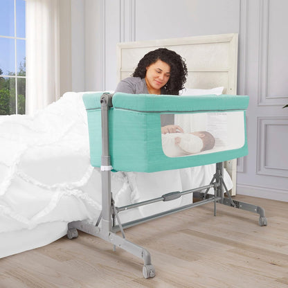 Dream On Me Zimal Bassinet & Bedside Sleeper/Breathable Mesh Panels/Airflow & Easy Visibility/Adjustable Height Options/Lightweight/Mobile/BSA Certified/Mint