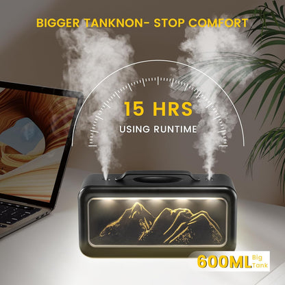 HEEYCEM Small Humidifiers for Bedroom, 600ml Cool Mist Top Fill Humidifier for Baby Nursery, Ultra Quiet 23dB, Air Humidifier with Night Light,for Plants,Home, Office (Black)