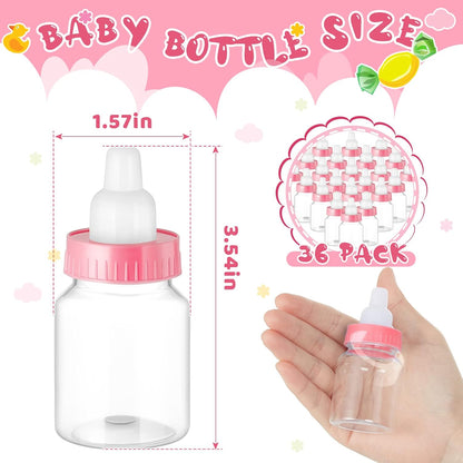 36 Pcs 3.5 Inch Baby Bottle Shower Favor Mini Plastic Candy Bottle Clear Bottles for Baby Shower Mini Feeding Candy Box for Party Favor Gift Decor(Blue)