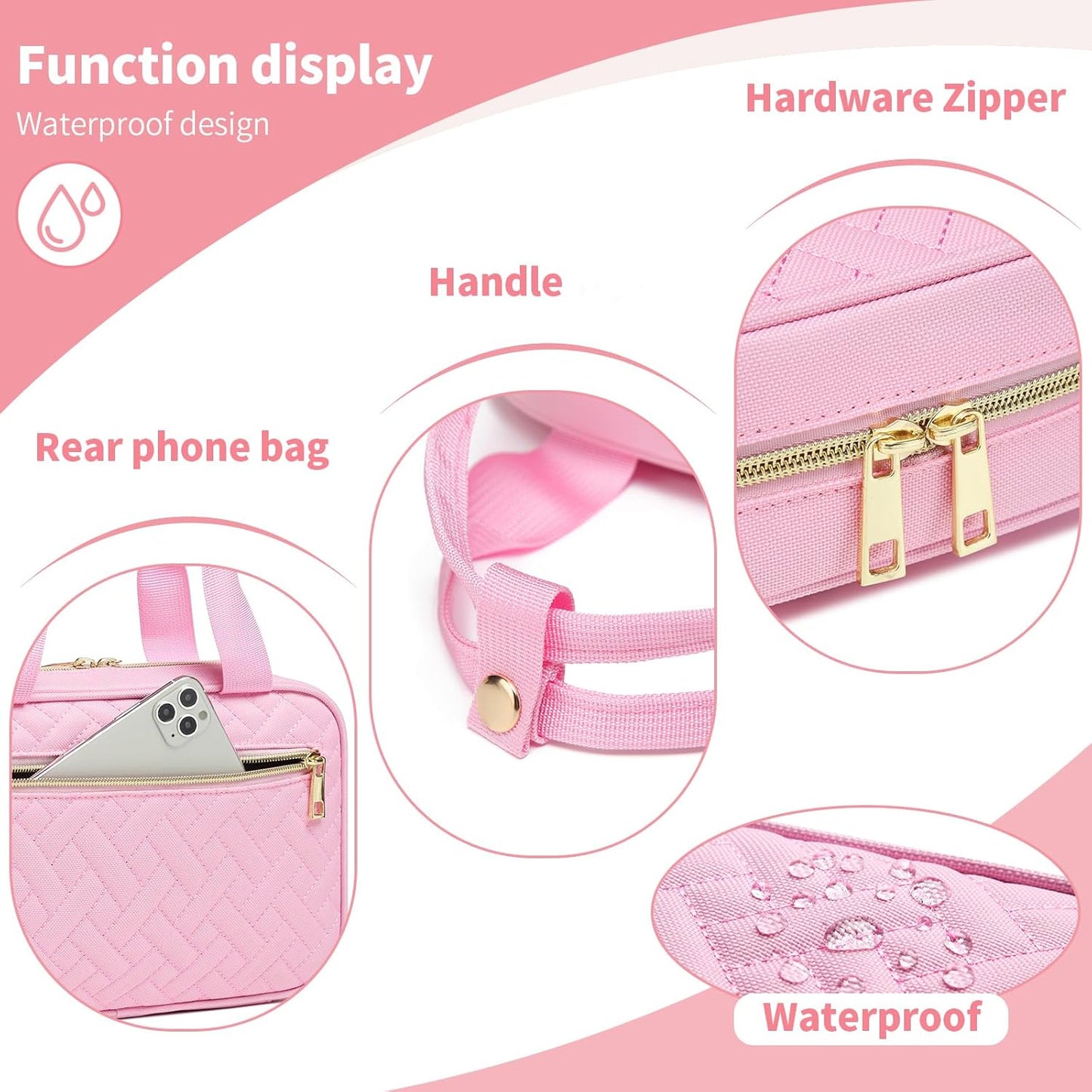 Diaper Bag Organizer with 2 Pieces Wipes Dispensers, Portable Stroller Mini Diaper Bag Pouches Travel Gear, Foldable Newborn Baby Essentials, Small Clutch, PInk