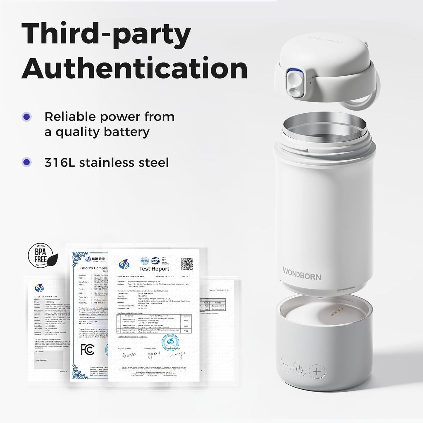 Portable Bottle Warmer for Travel, Dishwasher Safe, 3X Faster & Even Heating, 8 Feeds per Charge, 17oz, 1℉ Precise Adjust, Thaw, Keep Warm, Use While Charging, for Breastmilk & Formula