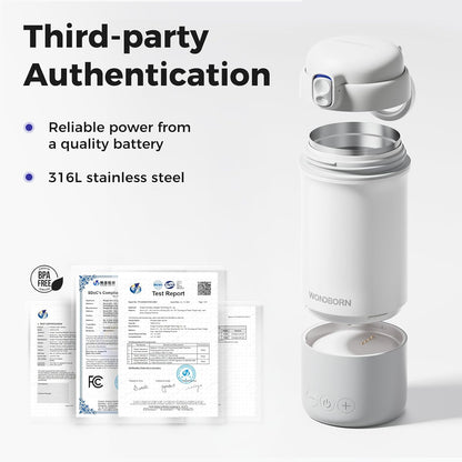 Portable Bottle Warmer for Travel, Dishwasher Safe, 3X Faster & Even Heating, 8 Feeds per Charge, 17oz, 1℉ Precise Adjust, Thaw, Keep Warm, Use While Charging, for Breastmilk & Formula
