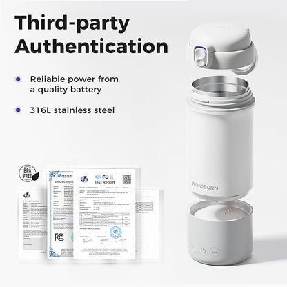 Portable Bottle Warmer for Travel, Dishwasher Safe, 3X Faster & Even Heating, 8 Feeds per Charge, 17oz, 1℉ Precise Adjust, Thaw, Keep Warm, Use While Charging, for Breastmilk & Formula