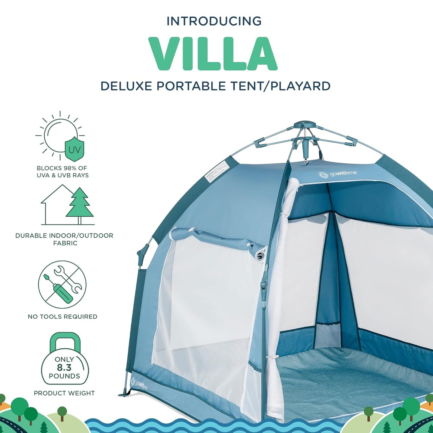 Baby Delight Go with Me Villa Portable Tent and Playard | Kids Tent and Playhouse | Indoor and Outdoor | Green Garden