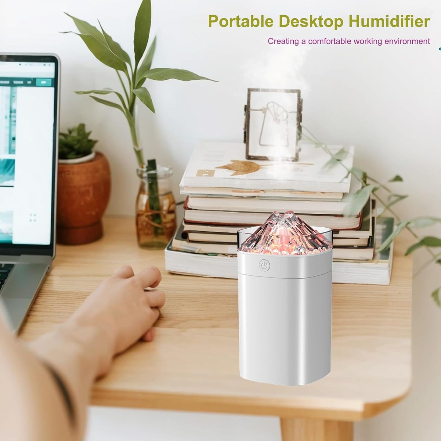 Portable Mini Cool Mist Humidifier, 400ml Ultrasonic Humidifier with 7 Color Night Lights, 2 Mist Modes, 10-20 Hours Runtime, Ultra-Quiet for Bedroom, Nursery, Office, Car, USB Powered (White)