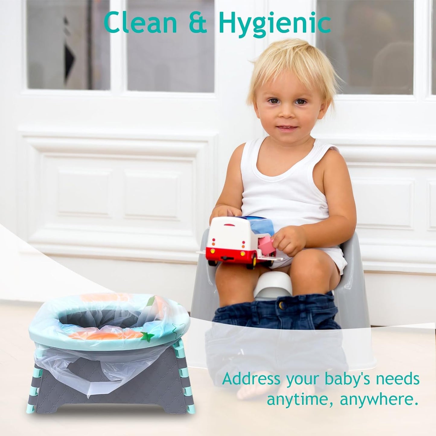 Disposable Portable Potty Liner Bags with Super Absorbent Pads - Universal Fit for Most Potty Training Chairs, Outdoors Travel Baby Toilet Liners Leak-Proof for Home & Travel - 36 Packs