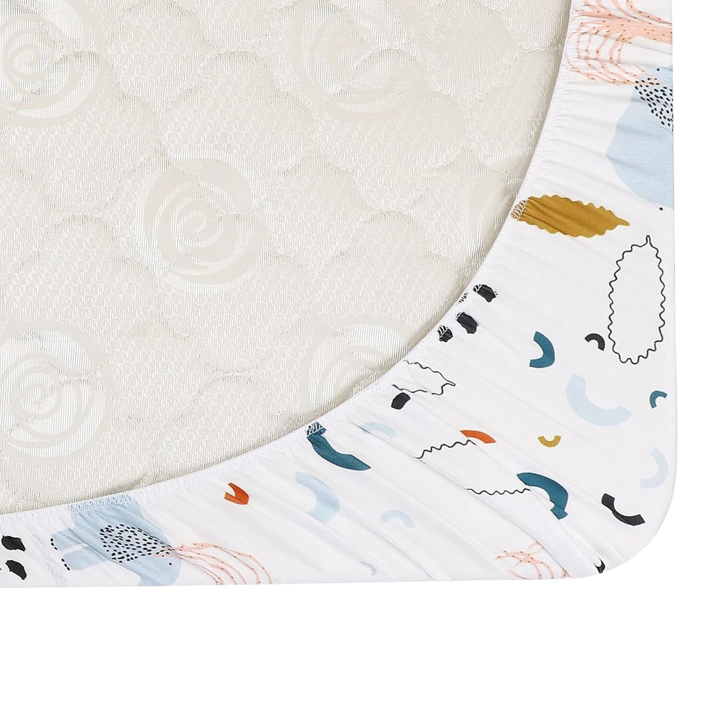Onacosht Pack and Play Sheets 3 Pack for Baby Boy, Stretchy Jersey Knitted Portable Mini Crib Sheets Playard Mattress Cover, Woodland Animal Elephant Fox Lion Bear Giraffe Zebra Printing