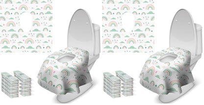 Blissful Diary 20 Pcs Toilet Seat Covers Disposable for Toddlers & Adults, Extra Large Waterproof, Portable Package for Travel, Kids Potty Training(Purple Flowers))