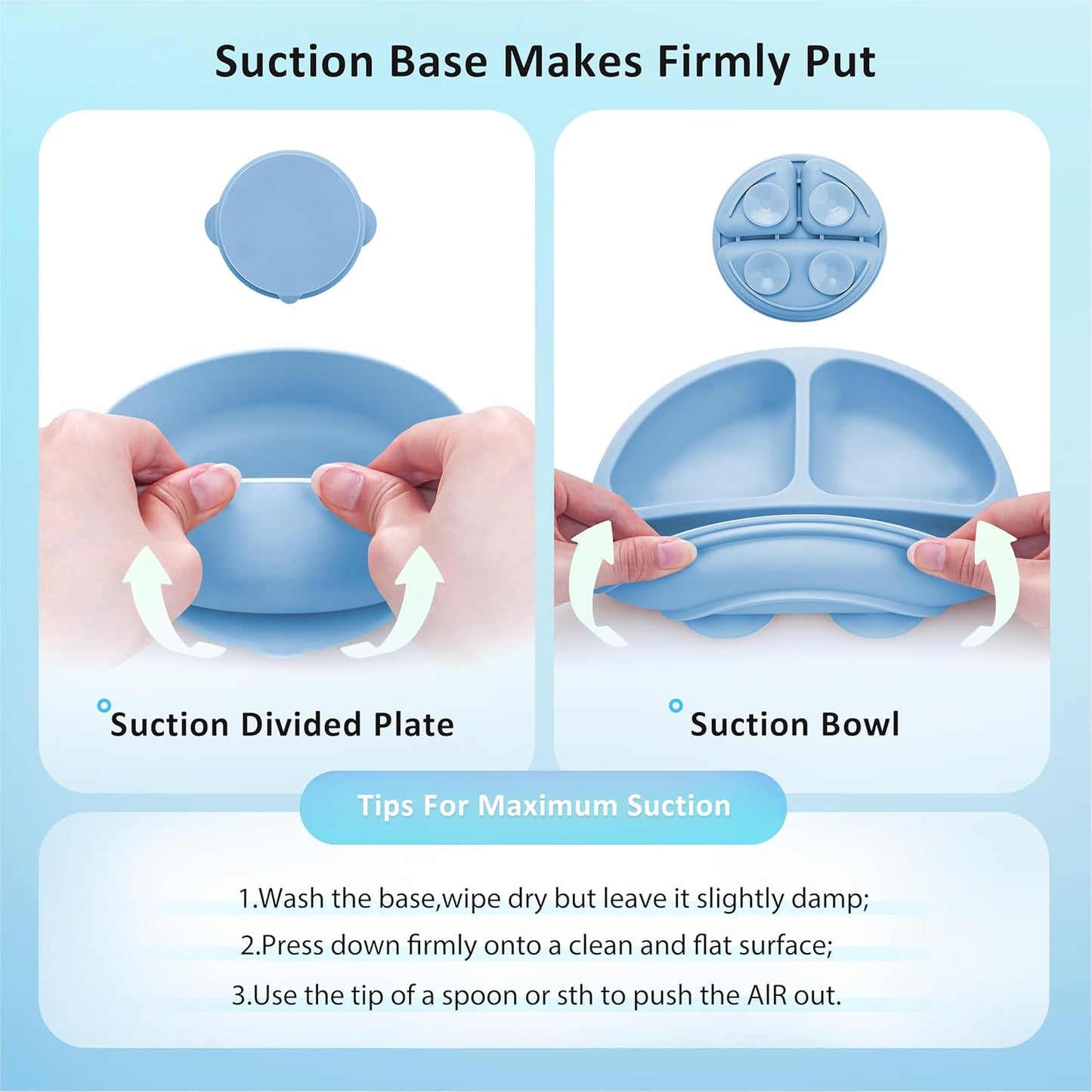 Bufims Silicone Baby Feeding Set, Baby Led Weaning Supplies, Eating Essentials Utensils with Suction Plate and Bowl, Pocket Bib, Sippy Cup with Lid, Forks Spoons Snack Container, for 6+ Months, Green