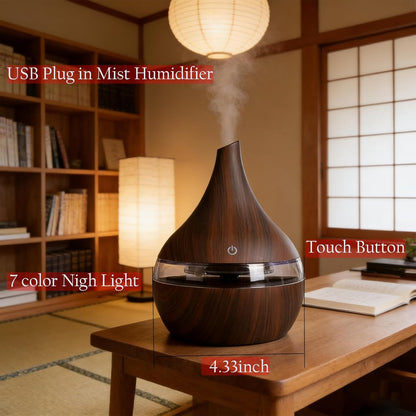 Portable Mini Cool Mist Humidifier, 400ml Ultrasonic Humidifier with 7 Color Night Lights, 2 Mist Modes, 10-20 Hours Runtime, Ultra-Quiet for Bedroom, Nursery, Office, Car, USB Powered (White)