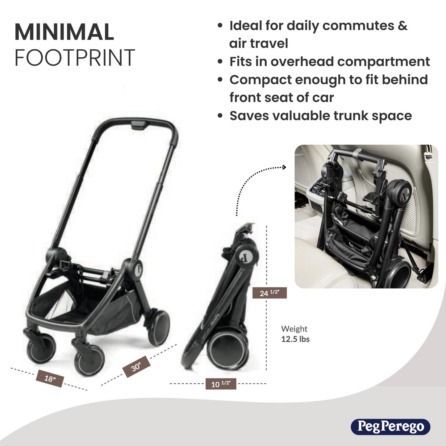 PEG City Loop Frame Only | Compact Travel System from Infant to Toddler | Air Travel Friendly | Compatible with All Primo Viaggio Infant Car Seats-Sold Separately