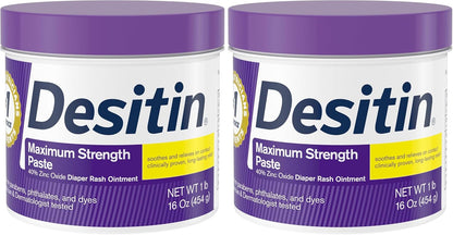 Desitin Maximum Strength Baby Diaper Rash Cream, 40% Zinc Oxide, Hypoallergenic No Added Parabens & Dyes, Protects & Relieves Baby’s Skin for Up to 12 Hours, Prevents Diaper Rash, 4.8 oz Tube