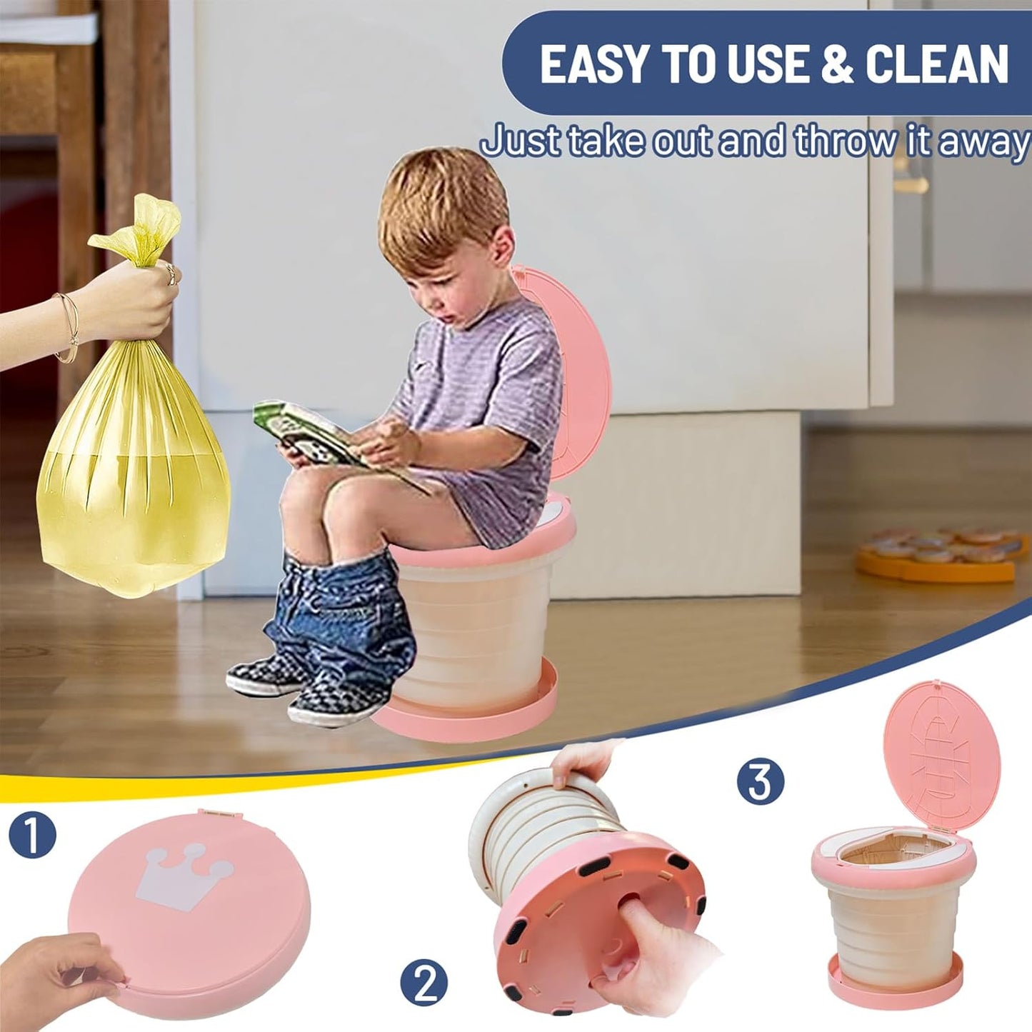 Travel Potty for Toddler, Portable and Foldable Toilet, Apply to Seat Emergency Toilet for Car, Camping, Outdoor, Indoor (green, small)