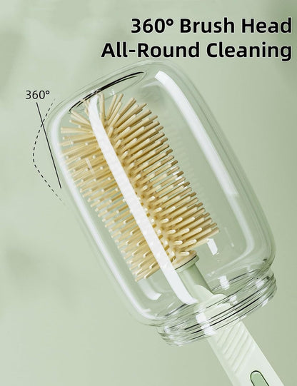 Baby Bottle Brush Set-Travel Bottle Cleaner Kit with Silicone Brush,Drying Rack,Nipple Brush,Straw Brush,Bottle Mouth Brush,Storage Box-6 in 1 Portable Bottle Washing Kit for Home and Travel