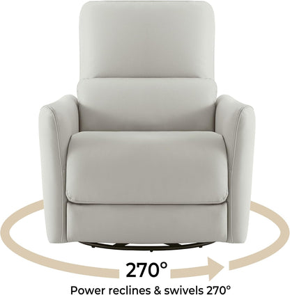 CHITA Power Recliner Chair Swivel Glider, FSC Certified Upholstered Living Room Nursery Reclining Sofa Chair with Lumbar Support, Linen