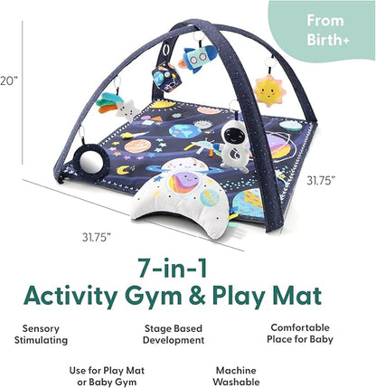 The Peanutshell Unisex Baby Play Gym & 7-in-1 Play Mat - Playmat Baby Toys 0-6, 6-12 Months Tummy Time Mat with Hanging Toys, Soft Padded Mat for Newborns, Infants - Space