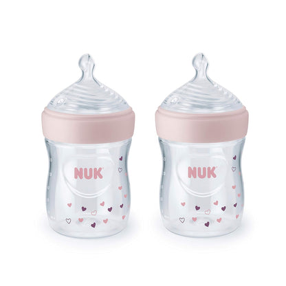 NUK Simply Natural Baby Bottles, 5 Oz, 2-Pack, Colors May Vary