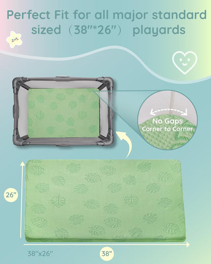 Lilian&Gema Pack and Play Mattress 38"x26"x1.5", Portable Mattress for Playpen, Pack N Play Mattress Topper, Soft Breathable and Waterproof Washable Cover for Baby Toddler