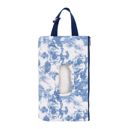 Quilted Baby Wipe Holder Quilted Wipe Pouch Portable Hanging Floral Wet Wipes Bag for Car, Stroller