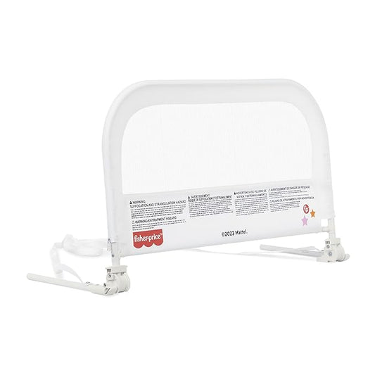 Dream On Me Fisher-Price Little Naps Bed Rail for Toddlers in White, Suitable for All Types of Beds, No Tool Assembly for Toddler Bed Rail