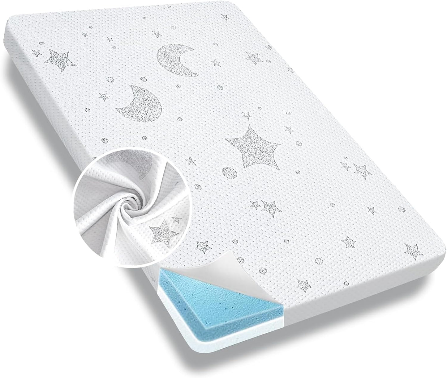 Pack and Play Mattress, 38x26 Pack N Play Mattresses Pad Dual-Sided Soft & Firm Memory Foam 3 Inch Thick with Breathable Removable Cover