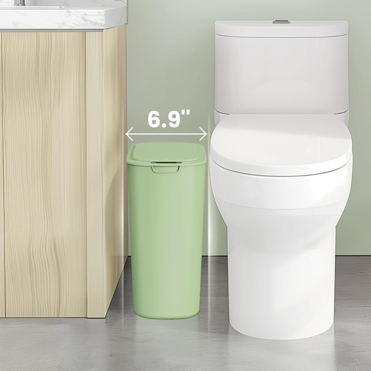 Cesun Motion Sensor Trash Can, 5 Gallon Automatic Bathroom Garbage Can with Lid, Touchless Smart Plastic Slim Wastebasket for Bathroom, Office, rv, Bedroom, Living Room, White