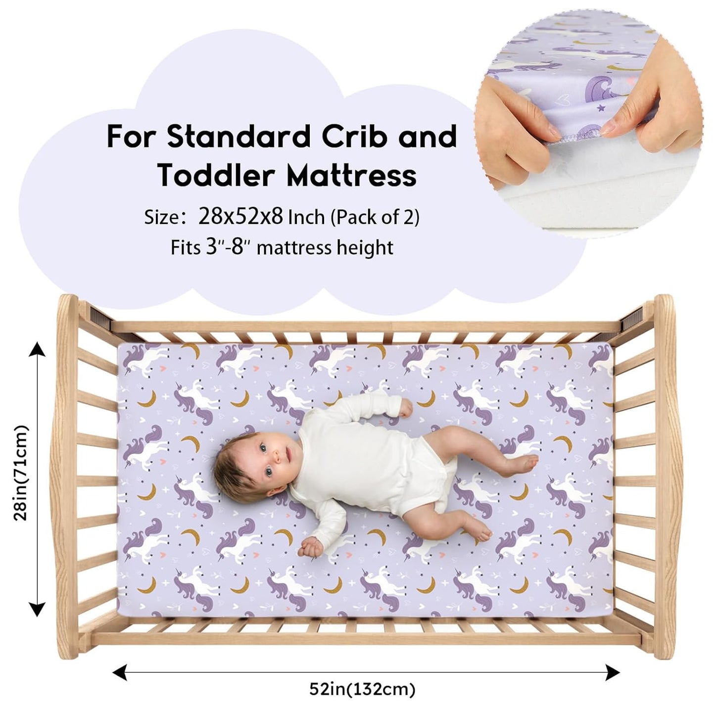 Yoofoss Pack and Play Sheets Fitted, Mini Crib Sheets 2-Pack for Pack N Play Mattress, Stretchy Playard Sheet, Soft and Breathable Green+Giraff