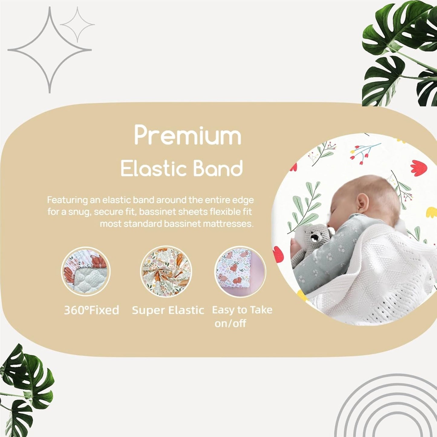 4 Pack Bassinet Sheets (19" x 33"), Compatible with Baby Delight, BabyBond, Dream On Me and Most Rectangle Bedside Sleeper Bassinet Mattress, Soft and Skin-Friendly, Mint Green and Color Rainbow