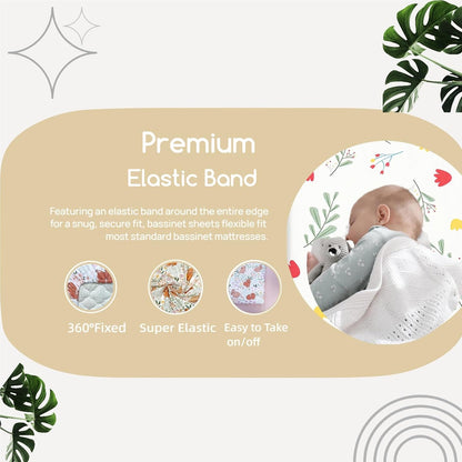 4 Pack Bassinet Sheets (19" x 33"), Compatible with Baby Delight, BabyBond, Dream On Me and Most Rectangle Bedside Sleeper Bassinet Mattress, Soft and Skin-Friendly, Mint Green and Color Rainbow